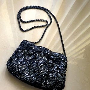 EUC La Regale Vintage black beaded sequined bag